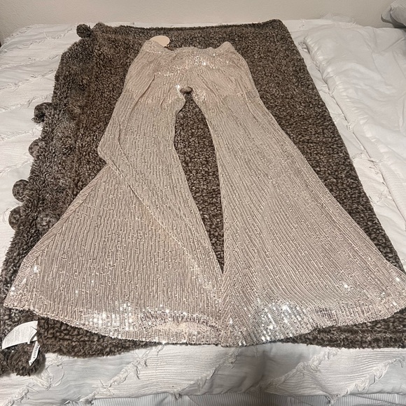 Saints And Hearts Rose Gold Sequin Bell Bottom Pants - Picture 4 of 6